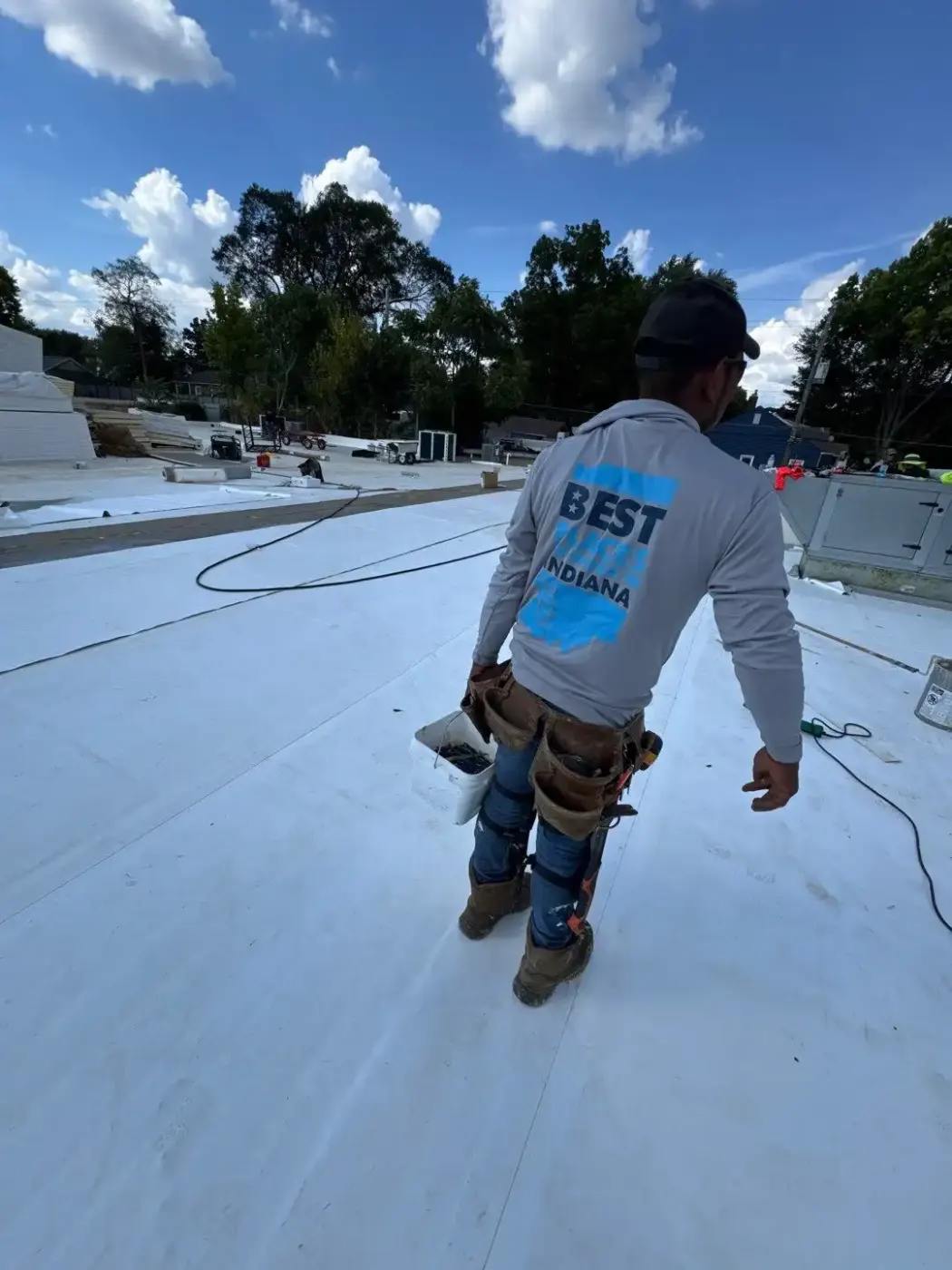 Commercial roof inspection documented in Corydon